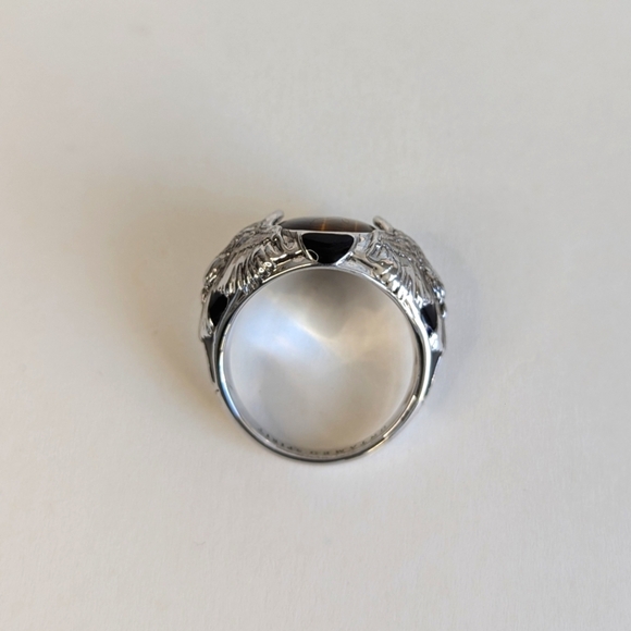Bradford Exchange Untamed Spirit Tigers Eye Ring Eagle Flanked in Box sz 14¼ - Picture 9 of 12
